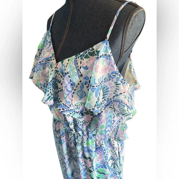 Lilly Pulitzer Zadie Maxi Dress Tails Of The Sea Purple Blue Green Size Large - Picture 8 of 13